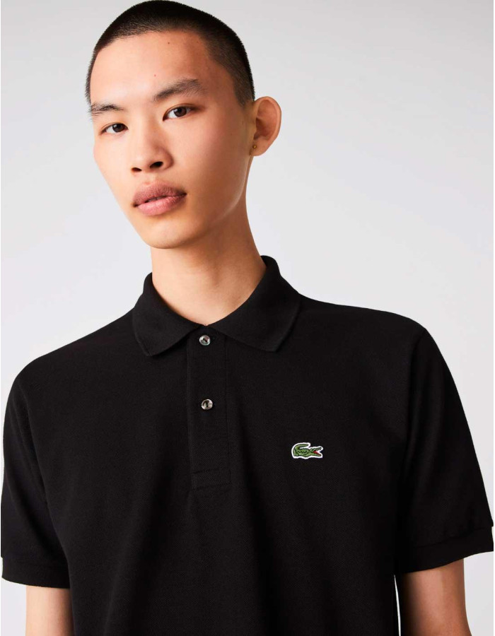 Polo Lacoste L.12.12 Básico Negro Hombre - Algodón Premium Original