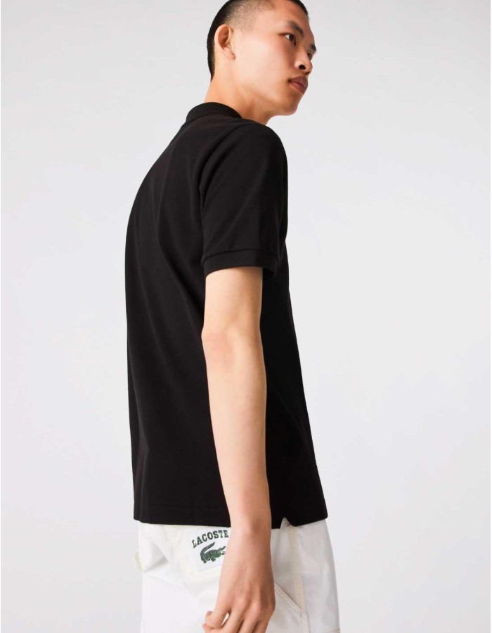 Polo Lacoste L.12.12 Básico Negro Hombre - Algodón Premium Original