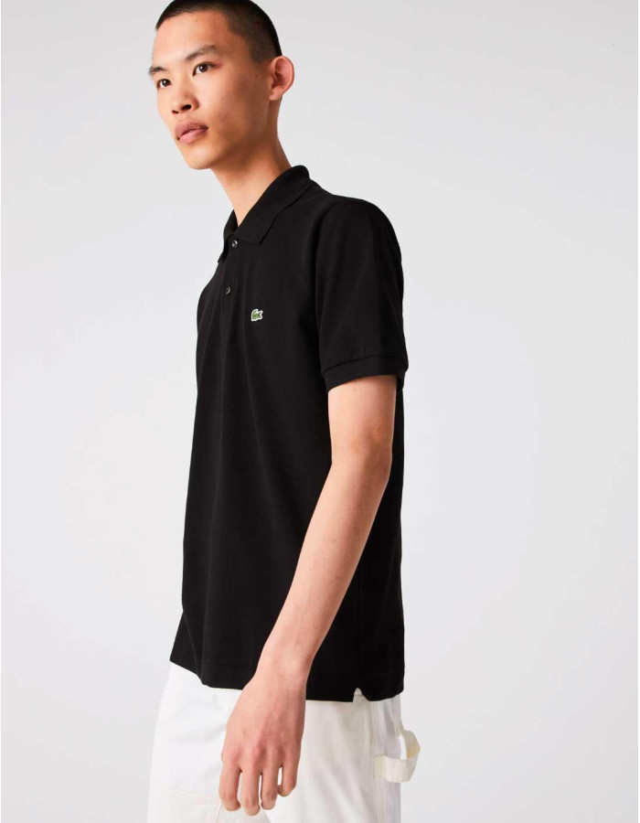 Polo Lacoste L.12.12 Básico Negro Hombre - Algodón Premium Original