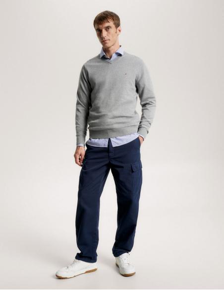 Comprar Jersey gris marca Tommy Hilfiger de pico online. Jersey Tommy Hilfiger gris de hombre online