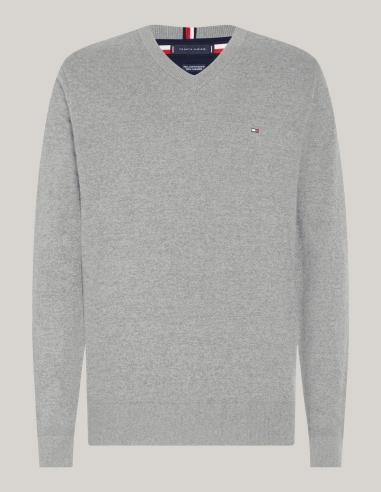 Comprar Jersey gris marca Tommy Hilfiger de pico online. Jersey Tommy Hilfiger gris de hombre online