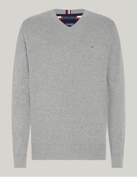 Comprar Jersey gris marca Tommy Hilfiger de pico online. Jersey Tommy Hilfiger gris de hombre online