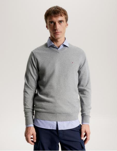 Comprar Jersey gris marca Tommy Hilfiger de pico online. Jersey Tommy Hilfiger gris de hombre online