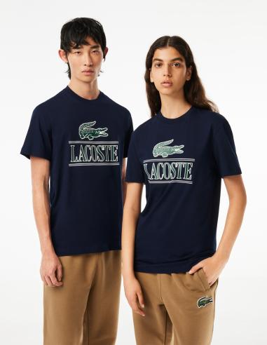 Camiseta regular fit de punto de algodón grueso azul marino