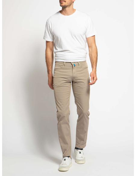 Pantalón Chino Pierre Cardin Lyon Slim Fit Hombre Beige Futureflex 5 Bolsillos