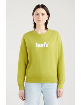 Sudadera Levi's Mujer Verde Graphic Standard Crew - Algodón 100% Manga Larga