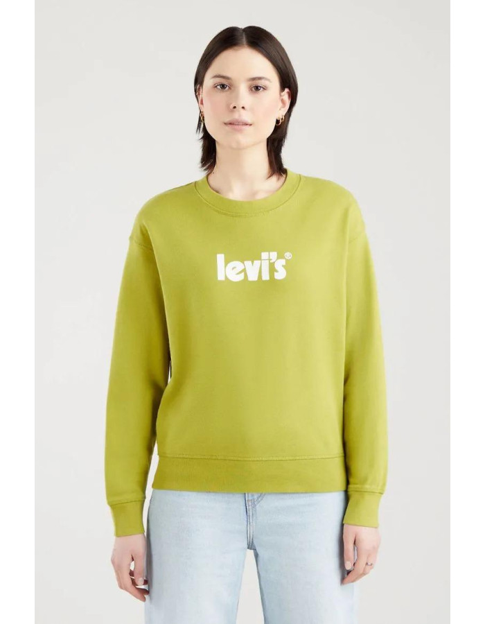 Sudadera Levi's Mujer Verde Graphic Standard Crew - Algodón 100% Manga Larga