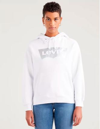 Sudadera Levi's Mujer Graphic Standard Rainbow Blanco Logo Reflectante Capucha