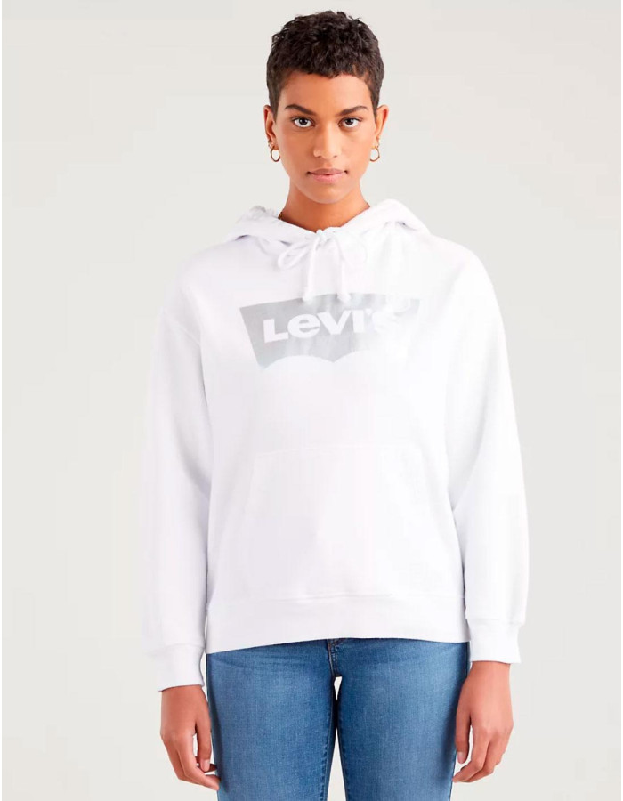 Sudadera Levi's Mujer Graphic Standard Rainbow Blanco Logo Reflectante Capucha
