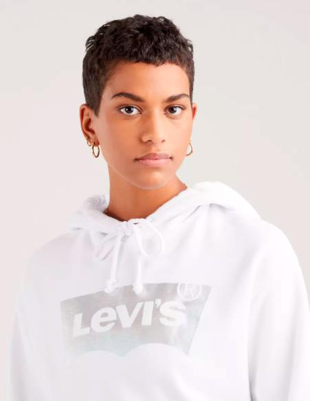 Sudadera Levi's Mujer Graphic Standard Rainbow Blanco Logo Reflectante Capucha