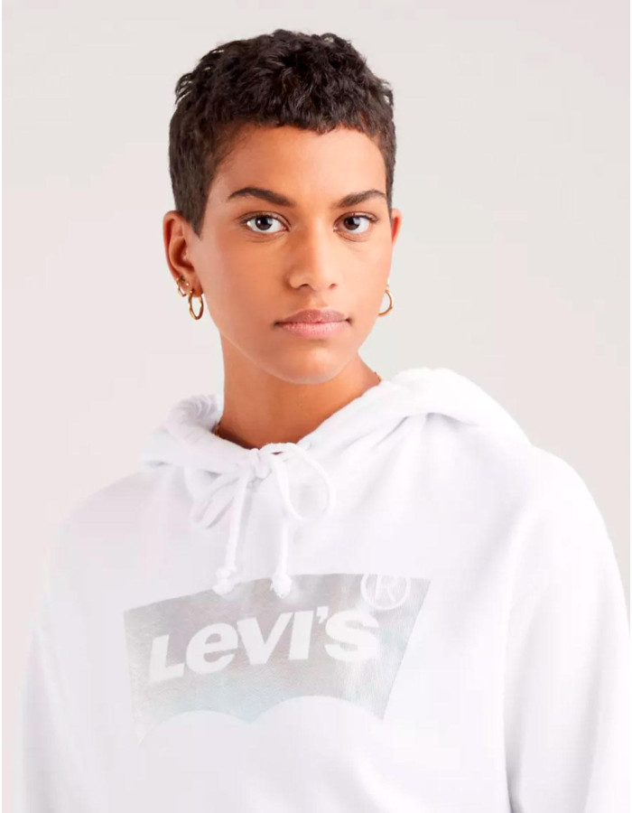 Sudadera Levi's Mujer Graphic Standard Rainbow Blanco Logo Reflectante Capucha