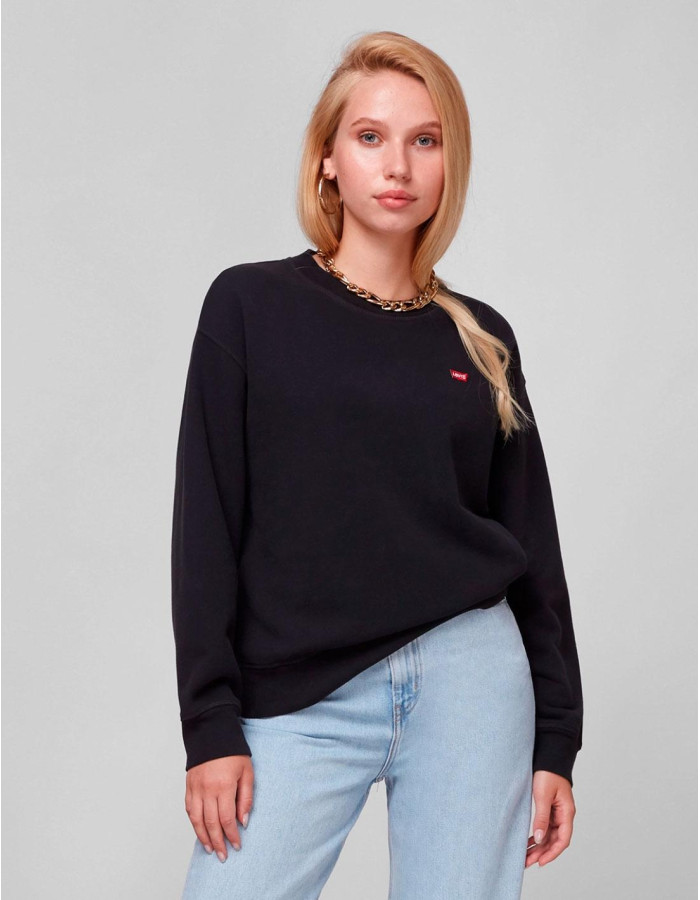 Sudadera Levi's Logo Crew Negra Hombre - 100% Algodón Regular Fit Manga Larga