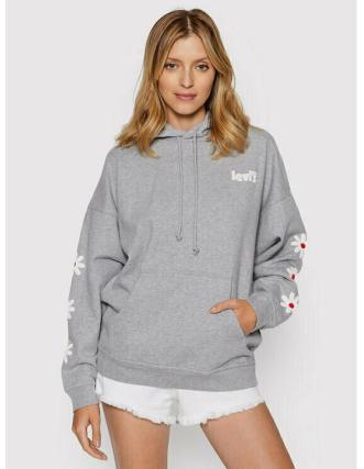 Sudadera Levi's Graphic Rider Gris Mujer - Capucha Estampado Floral Algodón