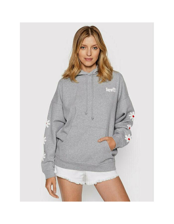 Sudadera Levi's Graphic Rider Gris Mujer - Capucha Estampado Floral Algodón