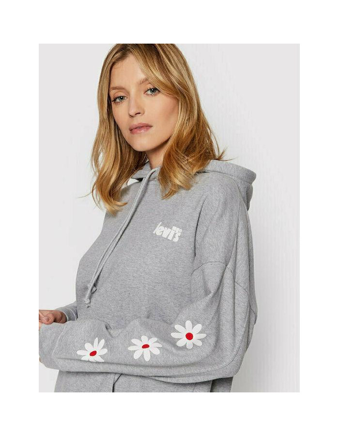 Sudadera Levi's Graphic Rider Gris Mujer - Capucha Estampado Floral Algodón