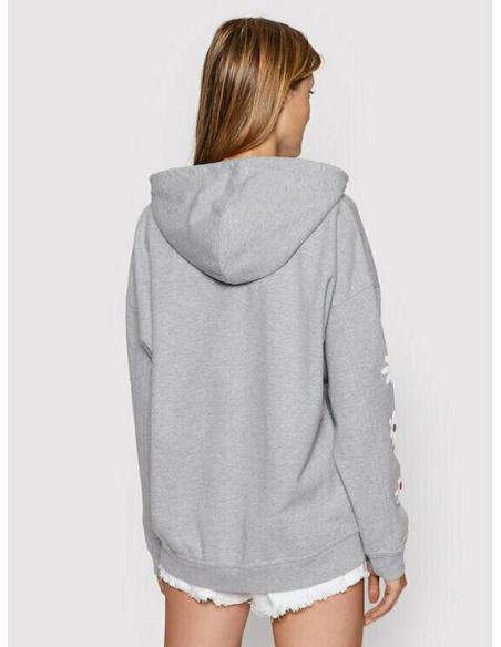 Sudadera Levi's Graphic Rider Gris Mujer - Capucha Estampado Floral Algodón