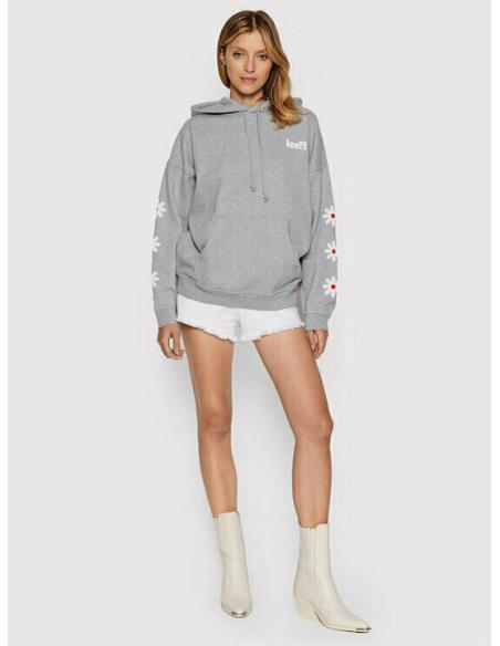 Sudadera Levi's Graphic Rider Gris Mujer - Capucha Estampado Floral Algodón