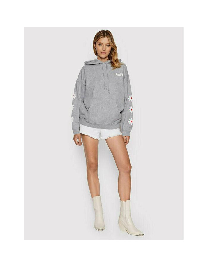 Sudadera Levi's Graphic Rider Gris Mujer - Capucha Estampado Floral Algodón
