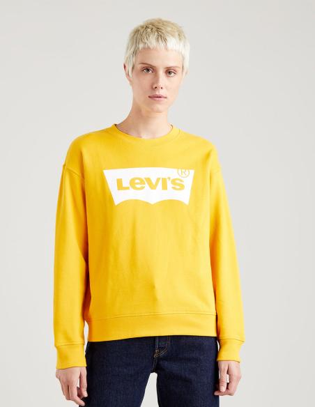 Sudadera Levi's Mujer Mostaza Logo - Graphic Standard Crew Regular Fit 100% Algodón