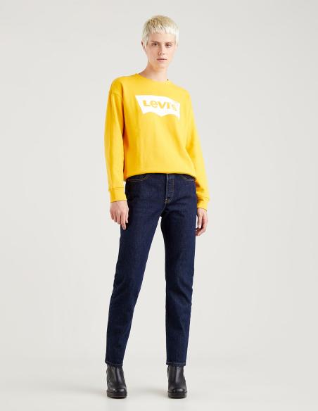 Sudadera Levi's Mujer Mostaza Logo - Graphic Standard Crew Regular Fit 100% Algodón