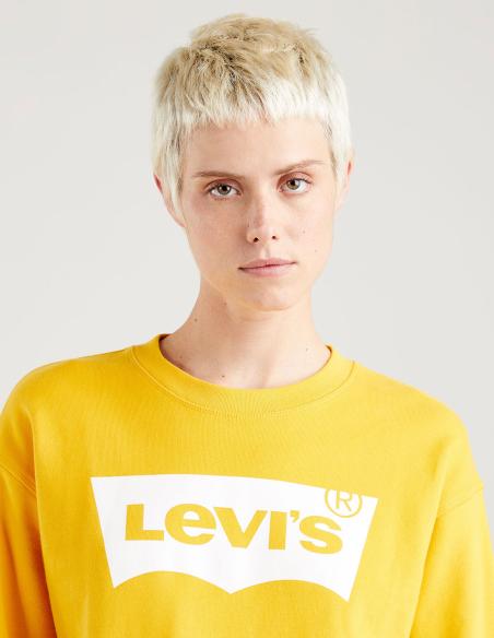 Sudadera Levi's Mujer Mostaza Logo - Graphic Standard Crew Regular Fit 100% Algodón