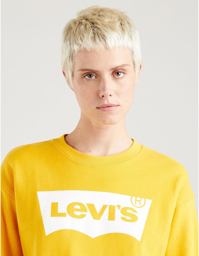 Sudadera Levi's Mujer Mostaza Logo - Graphic Standard Crew Regular Fit 100% Algodón