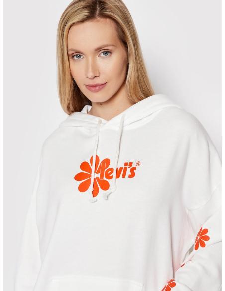 Sudadera Levi's Mujer Gris con Capucha - Flores Estampadas y Logo - Algodón