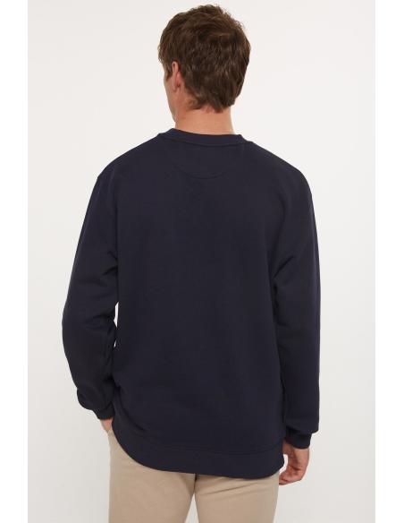 Elegante sudadera Gant azul marino cuello redondo algodón | Manzanos Moda