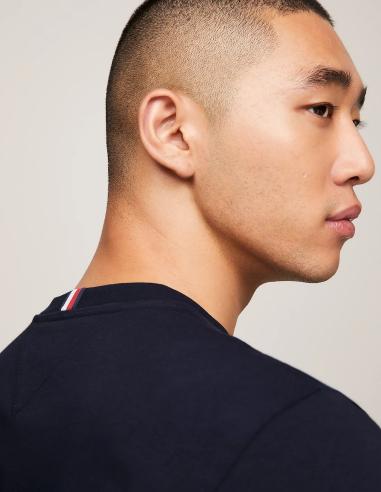 Camiseta Tommy Hilfiger Hombre Algodón Logo Box Azul Marino - Corte Re