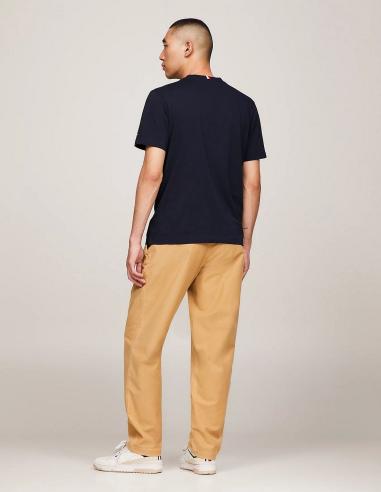 Camiseta Tommy Hilfiger Hombre Algodón Logo Box Azul Marino - Corte Re