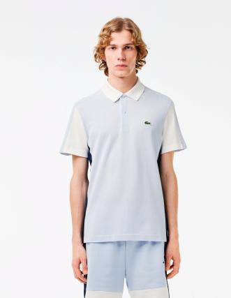POLO LACOSTE COLOR BLOCK CELESTE