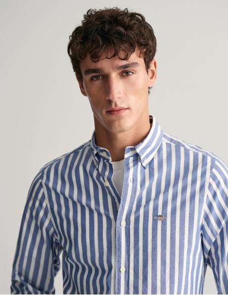 Camisa marca Gant Regular Fit de popelina a rayas anchas
