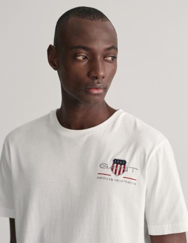 CAMISETA GANT LOGO PEQUEÑO BLANCO