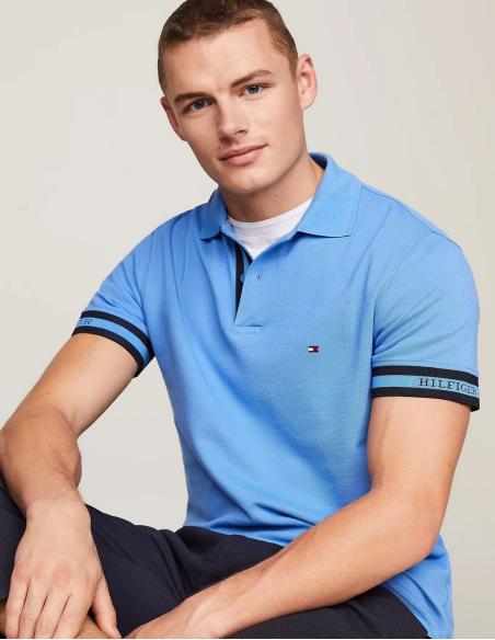 POLO TOMMY MNONOTYPE CUFF SLIM AZUL