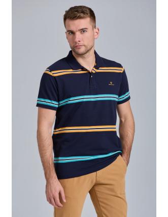 Polo Gant Pique: Rayas Estrechas, Azul Marino
