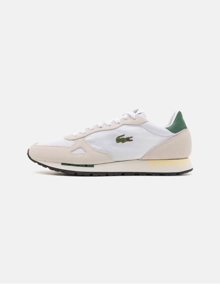 White Lacoste sneaker green crocodile logo