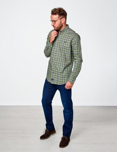 Camisa cuadro verde Spagnolo en popelín
