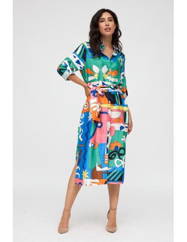 Vestido geométrico: estilo camisero Vestido geométrico: estilo camisero