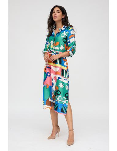Vestido geométrico: estilo camisero Vestido geométrico: estilo camisero