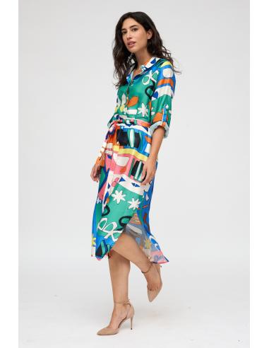 Vestido geométrico: estilo camisero Vestido geométrico: estilo camisero