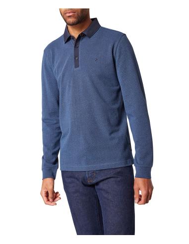 Polo Pierre Cardin Hombre Azul Estampado - Algodón Premium Manga Corta