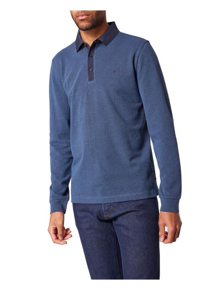 Polo Pierre Cardin Hombre Azul Estampado - Algodón Premium Manga Corta