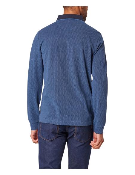 Polo Pierre Cardin Hombre Azul Estampado - Algodón Premium Manga Corta