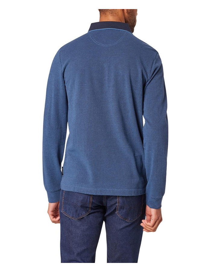 Polo Pierre Cardin Hombre Azul Estampado - Algodón Premium Manga Corta