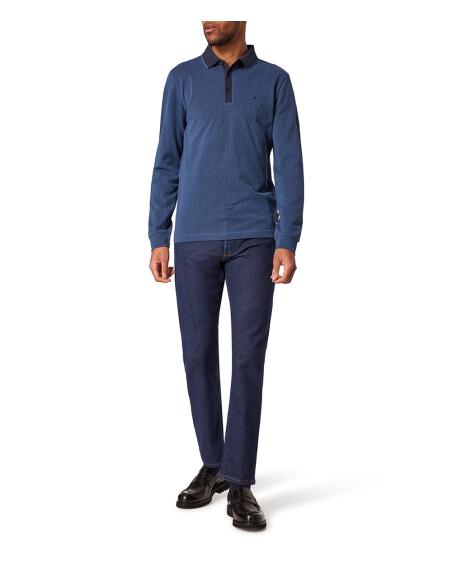 Polo Pierre Cardin Hombre Azul Estampado - Algodón Premium Manga Corta