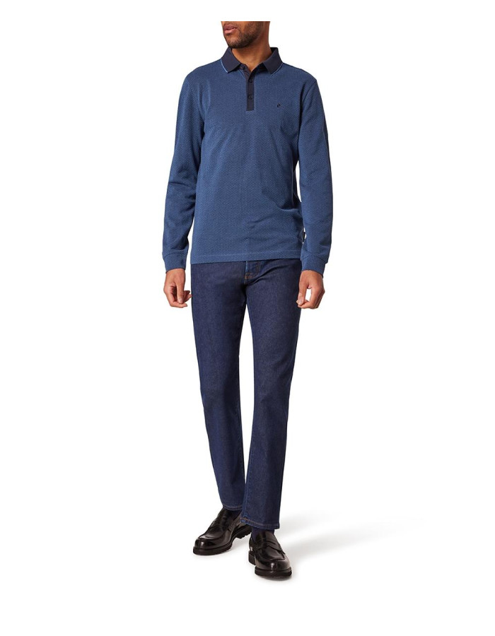 Polo Pierre Cardin Hombre Azul Estampado - Algodón Premium Manga Corta