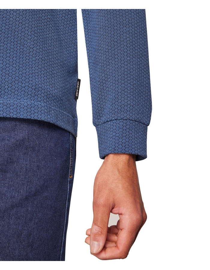 Polo Pierre Cardin Hombre Azul Estampado - Algodón Premium Manga Corta
