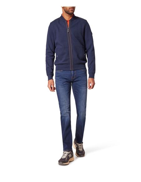 Cárdigan Pierre Cardin Hombre Azul Cuello Mao Cremallera - Manzanos Moda