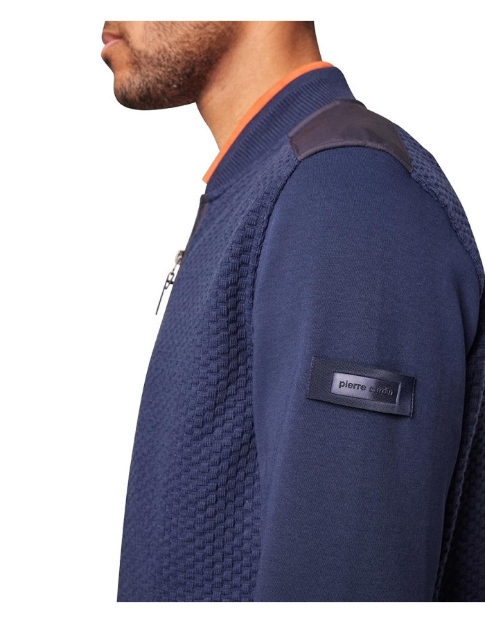 Cárdigan Pierre Cardin Hombre Azul Cuello Mao Cremallera - Manzanos Moda