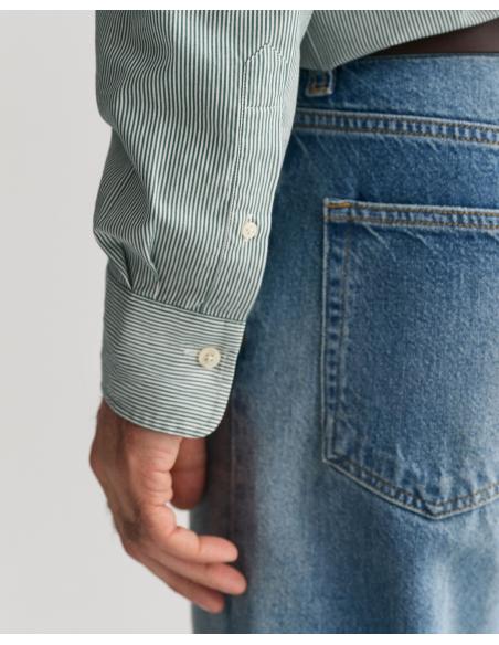Camisa Gant Poplin, Raya Fina, Verde | ¡Complemento perfecto para tu estilo!